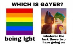 a poster with the caption saying, which is gay?