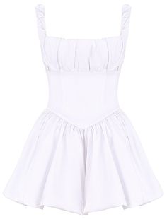 Puff A Line Dress White DESIGN: Color: White Scoop neck Sleeveless Bustier detail A-line design Puff design Concealed zipper at back Gentle Dry Clean Only Length: Mini. Above knee MATERIAL: Polyester + Cotton High quality durable fabric. Delicate sewing and hemming by durable needle lockstitch machine. YKK zipper (known as the most durable and reliable zippers manufactured today). To maintain the beauty of your garment, please follow the care instructions on the attached label. Color may vary due to lighting on images. The product images (without model) are closest to the true color of the item.     * Order one size up for a relaxed fit. * Pay special attention on measurements to ensure proper fit. * If you are between two sizes the larger one is recommended.    &n White Babydoll Dress, White Babydoll, Eve Dresses, Bubble Hem, Romantic Dinner, Denim Maxi Skirt, Formal Style, Vow Renewal, Mini Dresses