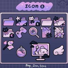 the icon set is designed to look like it has many different things on it, including cats