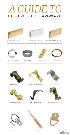 various types of hardware and accessories are shown in this diagram, with the names below them