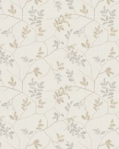 a white wallpaper with leaves and branches on the back ground, in an off - white background