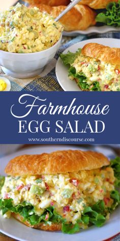 an egg salad on a croissant bun with lettuce and tomatoes