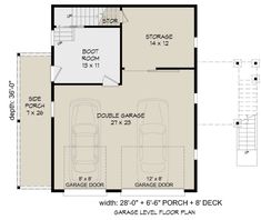 the floor plan for a garage with 2 car spaces