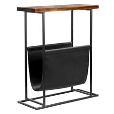 Modern Wood & Metal End Table with Magazine Holder Sling - MyGift Metal End Table, Magazine Storage, Small Lamps, Metal End Tables, C Table, Magazine Holder, Small Lamp, Work Spaces, Contemporary Homes