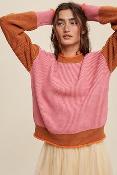 Elevate your winter wardrobe with our Color Block Ribbed Knit Sweater. Crafted with a blend of cozy fabrics, this stylish sweater features a modern color-blocking design and ribbed knit texture for a chic and comfortable look. Perfect for staying warm while making a fashion statement, this versatile piece effortlessly transitions from casual outings to cozy nights in.- Model is 5' 7" 31-24-35 and wearing a size SmallMade in China Style: Casual Print / Pattern: Ribbed on neck Silhouette: Sweater Stylish Sweater, China Style, Knit Texture, Sweater Fits, Stylish Sweaters, Ribbed Knit Sweater, Color Block Sweater, Color Therapy, China Fashion