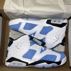 Air Jordan 6 Unc About This Item: University Blue/Black-White 384665410 Brand New With Box Size: Available : Womens Size 7 = Big Kids 5.5 Jordans 6, Sporty Blue Custom Sneakers With Perforations, Casual Blue Jordan Shoes, Blue Custom Sneakers With Perforations, Blue Synthetic Breathable Sneakers, White And Blue Air Jordan, Blue Synthetic Sneakers With Perforations, Blue Lace-up Basketball Shoes With Perforations, Nike Jordans Costom Blue 100$