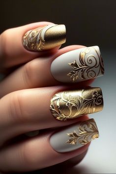 nail art Classy Elegant Nails, Gowns Reception, Talon Nails, Motif Ideas, Sassy Nails, Cute Nails For Fall, Fancy Nails Designs, Trendy Nail Art Designs, Pretty Nail Designs