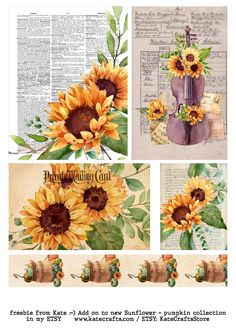 the sunflowers are painted in watercolor and then have been added to it