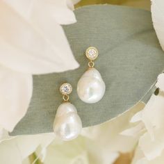 Baroque Pearl & Diamond Drop Earrings | Berlinger Jewelry Berlinger Jewelry, Emerald Cut Diamond Ring, European Cut Diamonds, Diamond Drops, Pear Diamond, Pearl Diamond, Emerald Cut Diamonds, Princess Cut Diamonds, Diamond Drop Earrings