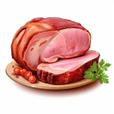 sliced ham on a plate with parsley