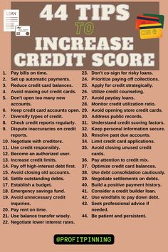 a poster with the words 4 tips to increase credit score