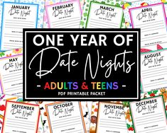 the one year of date nights adult and teens printable packet