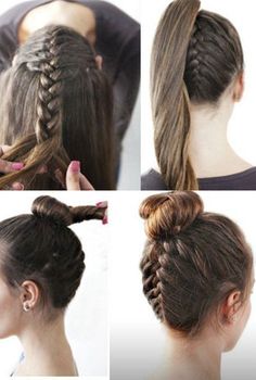 simple Christmas braids Reverse French Braids, Hair Tutorials For Medium Hair, Prom Hairstyles, Hair Bun, Homecoming Hairstyles