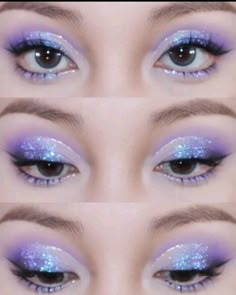 Fun Makeup Looks To Recreate, Cute Aesthetic Makeup, Fun Eyeshadow, Faerie Wedding, Makeup Looks To Recreate, Fun Makeup Looks, Purple Makeup Looks, Makeup Winter, Colourful Makeup