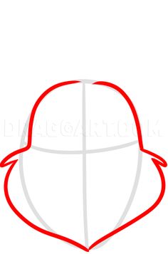 a drawing of a hat with red ribbon around the brim and side view on white background