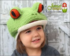 CROCHET PATTERN Tree Frog Animal Hat Pattern for Baby | Etsy Scally Cap, Frog Face, Crochet Animal Hats, Frog Hat, Crochet Tree, Purchase Receipt, Crochet Frog, Animal Hats, Tree Frog