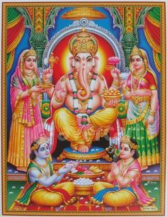 an image of lord ganesha and his family