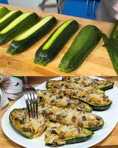 zucchini and other food items on a table