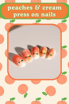 peaches & cream press on nails?!! YES PLEASE! These new nail thoughts press on nails are sure to be your perfect accessory all summer long! With the orange, cream and playful peach you will be the trend setter of your friend group with these cuties. Press on nails are such a nice temporary way to wear nail art without having to run to the nail shop or even if you missed your treasured nail appointment. They are super easy to apply and last up to two weeks! Gel Nail Products, Perfect Manicure, Nail Products, New Nail