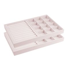 a white tray with dividers on top of it