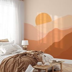 Boho Mountain Wallpaper Peel and stick Wallpaper EazzyWalls Boho Mountain, Boho Art Deco, Mountain Mural, Bedroom Murals, Boho Wallpaper, Mountain Wallpaper, Prepasted Wallpaper, Wallpaper Panels, Wallpaper Samples