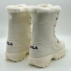 These Boots Have Never Been Worn Outside, Tried Them On Once When I Purchased Them But Never Got To Wear Them. Clean, New, Stylish, And Comfortable Boots, Fila Shoes, White Boots, Shoes White, Winter Boots, Color White, Women Shoes, How To Wear, Women Shopping