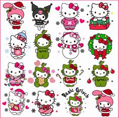 hello kitty christmas stickers on a white background