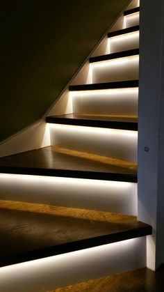 some stairs lit up with white lights