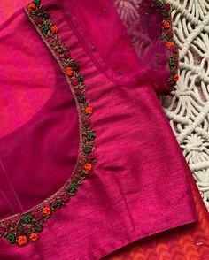 Pink Blouse Designs, Blouse Maggam Work, Netted Blouse Designs, Blouse Designs High Neck, Latest Bridal Blouse Designs, Brocade Saree, Maggam Work Blouse, Latest Blouse Designs Pattern, Best Blouse Designs