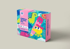 the children's art print box is pink and blue