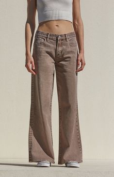 Keep things casual and on-trend this season with the Brown Low Rise Extreme Baggy Jeans from PacSun. Offered with a subtle flare and a slouchy baggy fit, these classic low-rise jeans take your next look to a whole new level. Chic Wide Leg Brown Jeans, Chic Brown Wide Leg Jeans, Chic Brown Wide Leg Flare Jeans, Effortless Straight Leg Pants For Fall, Solid Cotton Flare Jeans For Fall, Everyday Fall Pants With Frayed Hem, Brown Relaxed Fit Mid-rise Jeans, Casual Washed Brown Bottoms, Casual Brown Washed Bottoms