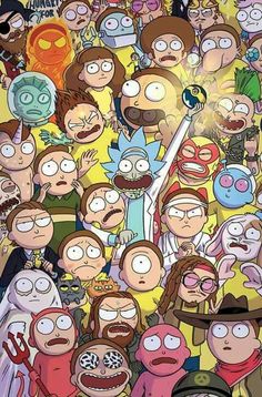 the cartoon characters from south park are surrounded by many different faces and expressions, including one man