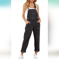 Never Worn Fabric Type 75% Cotton, 23% Polyester, 2% Elastane Care Instructions Machine Wash Grapent Overalls Women Loose Fit Run True To Us Standard Sizes. Size Large Fits Size 12 - Size 14 Black Denim Overalls, Overalls Women, Denim Overalls, Black Denim, Pant Jumpsuit, Jumpsuit Romper, Care Instructions, Overalls, Loose Fitting