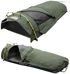 two images of the inside and outside of a sleeping bag