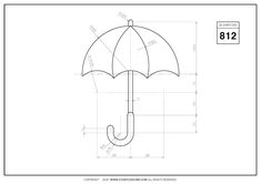 an umbrella is shown with measurements for it