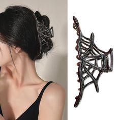 French Metal Hair Clips, Metal Black Spider Web Claw Clips for Women and Girls, French Black Exquisite Design 1 Pack Large Hair Claw French Clips Hair Clip... Luxury Hair Accessories, French Clip, Black Spider, Hair Accessories Clips