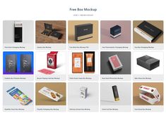 a bunch of different items that are on the web page for free box mockup