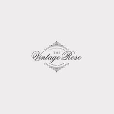 the vintage rose logo is shown in black and white, with an ornate frame around it