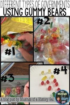 the different types of gummy bears are shown in this collage with text overlay