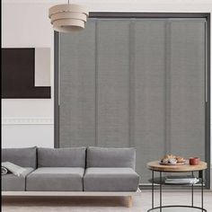 GoDear Design Semi-Sheer Adjustable Sliding Panel | Panel Track Blind | Vertical Blind, 45.8"-86" W x 96" H, Crown Zipper New concept of cordless window treatments  vertical blinds! GoDear Design adjustable sliding panels are the perfect alternatives to regular sliding door curtains, traditional vertical blinds, plantation sliders, window shades, room dividers, and closet doors if you like a minimalist look with clean lines and contemporary furnishings. Available in a variety of natural woven ma Slider Door Curtains, Panel Track Blinds, Sliding Door Window Treatments, Door Window Covering, Sliding Door Curtains, Vertical Doors, Slider Door, Vertical Blind, Room Dividers