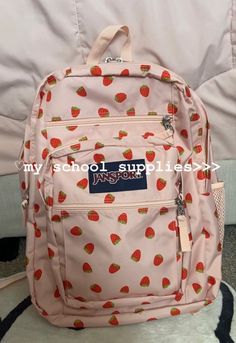 Hello Kitty Jansport Backpack, Mochila Coquette, Coquette Bookbag, Pink Jansport Backpacks, Jansport Backpacks Aesthetic, Coquette Backpack, Jansport Strawberry Backpack, Cute Pink Hello Kitty Backpack, Pink Jansport Backpack