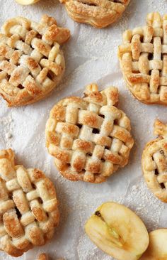 apple pies are arranged on top of each other