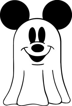 mickey mouse face with ears on it's head, black and white coloring page