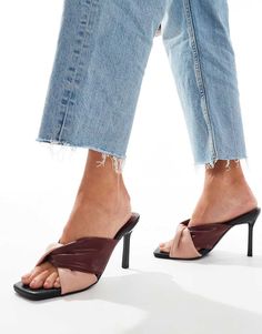 Shoes by River Island Styled from the sole Cross strap Slip-on style Peep toe High point heel