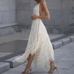 Summer Women Fringed Dress Sexy Elegant Backless Sleeveless Female New Fashion Solid Hanging Neck Sukienki Maksi, Wedding Reception Dress, فستان سهرة, Beauty Dress, Reception Dress, 가을 패션, Sleeveless Maxi Dress, Mode Inspiration, Asymmetrical Dress