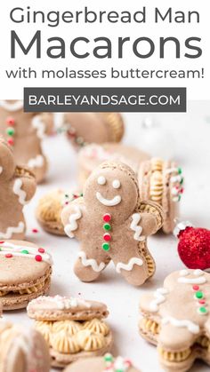 gingerbread man macarons with molasses buttercream are the perfect treat for christmas