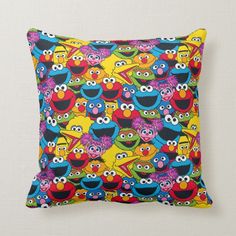 the sesame street characters are all over this pillow