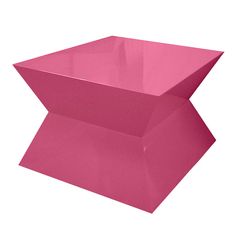 a large pink box sitting on top of a white surface with an upside down lid