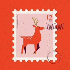 a stamp with an image of a deer on it's face and the number twelve