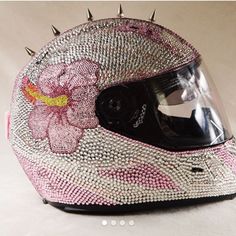 Girly Motorcycle Helmets, Bedazzled Motorcycle Helmet, Hello Kitty Motorcycle Helmet, Cute Motorcycle Helmets, Bling Motorcycle, Pink Motorcycle Helmet, Pink Motorcycle, Animes Emo, Bike Tank